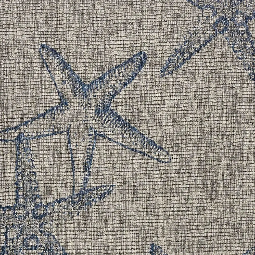 8' X 9' Blue And Gray Starfish Indoor Outdoor Area Rug Homeroots Outdoor