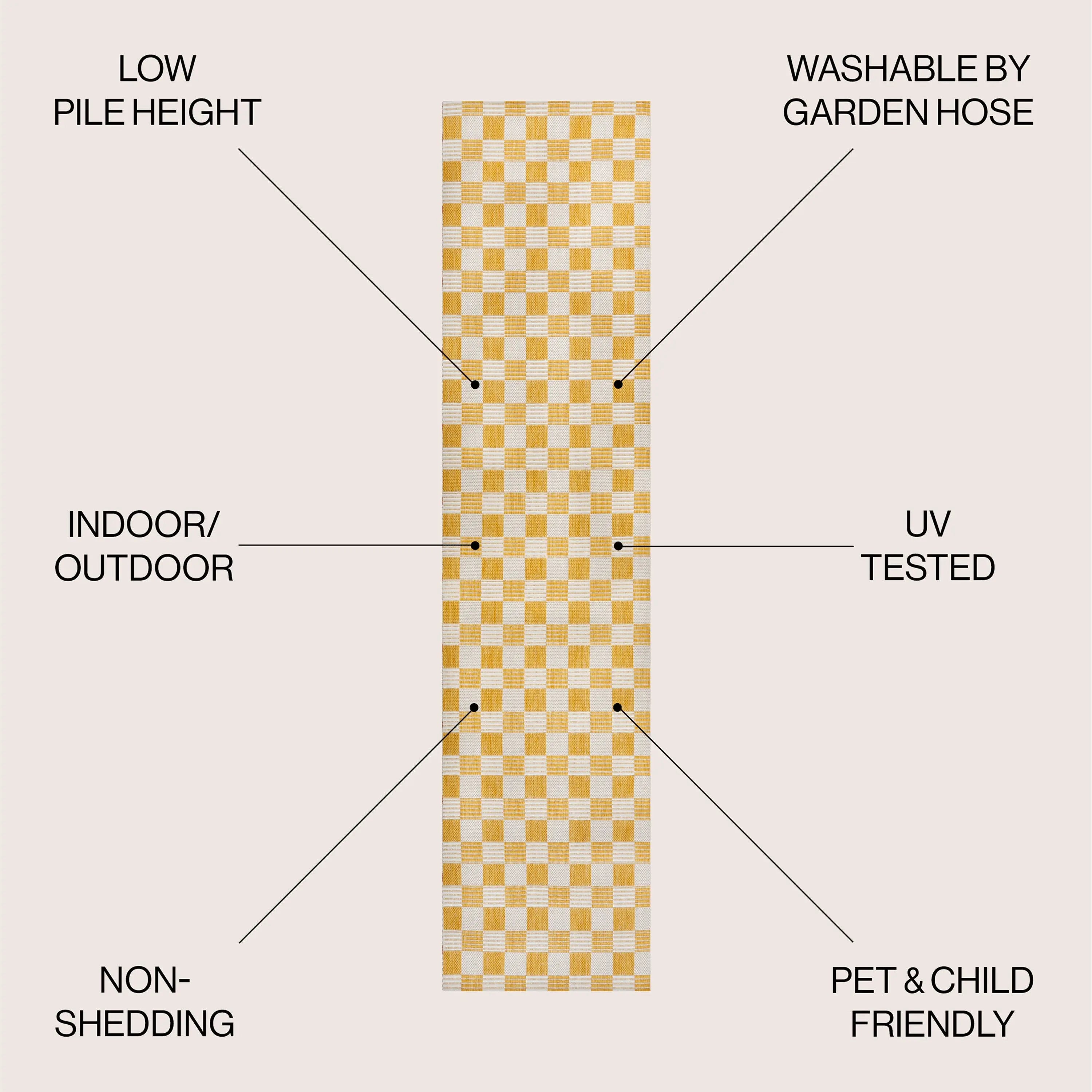 8' Yellow And Cream Geometric Indoor Outdoor Runner Rug Homeroots Outdoor