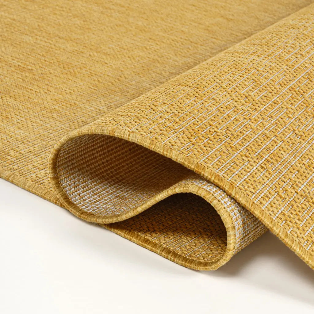 8' Yellow And Cream Indoor Outdoor Runner Rug Homeroots Outdoor