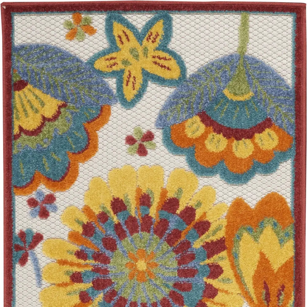8' Yellow And Red Indoor Outdoor Runner Rug - GreatEagleInc