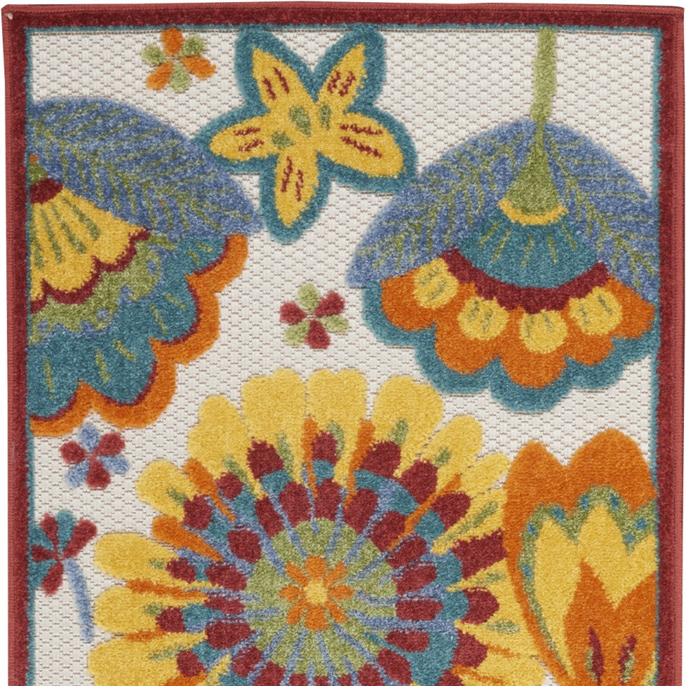 8' Yellow And Red Indoor Outdoor Runner Rug - GreatEagleInc