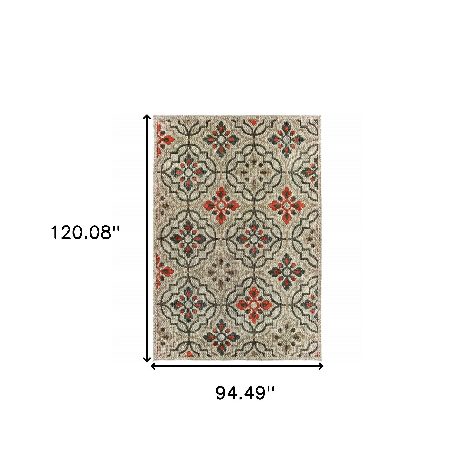 8' x 10' Gray Geometric Stain Resistant Indoor Outdoor Area Rug Homeroots Outdoor