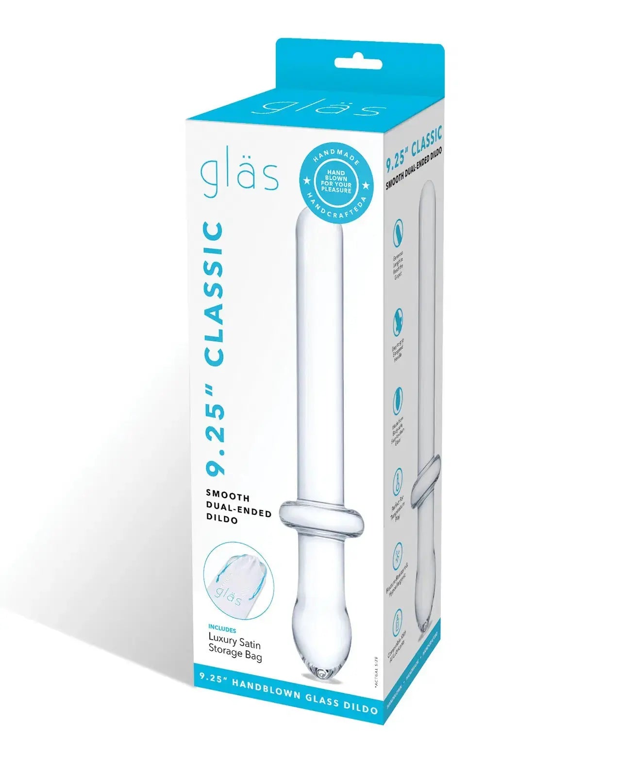 9.25 Inch Classic Smooth Dual-Ended Dildo - Clear Glas