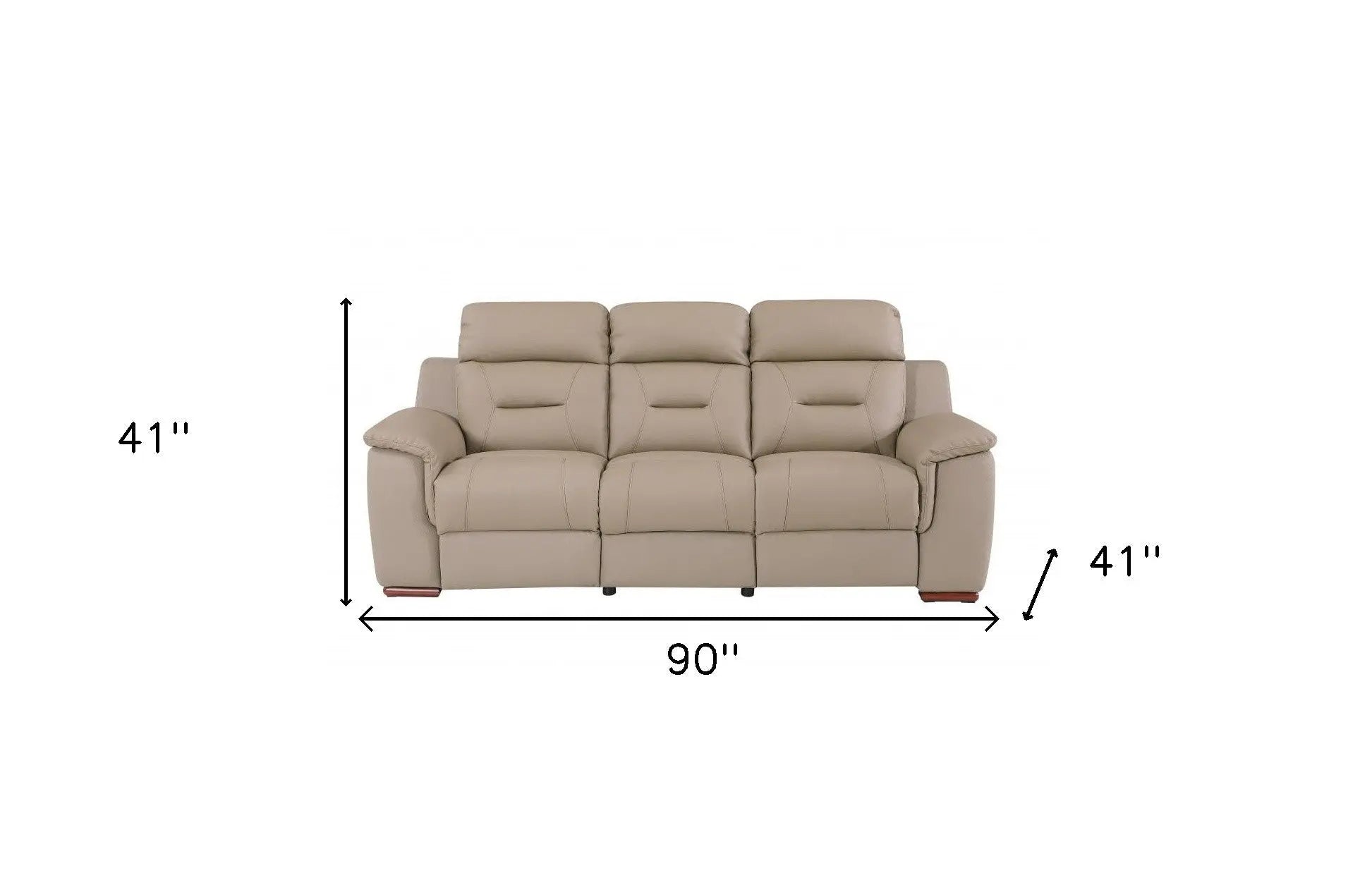 90" Beige Faux Leather Sofa With Brown Legs Homeroots Living Room