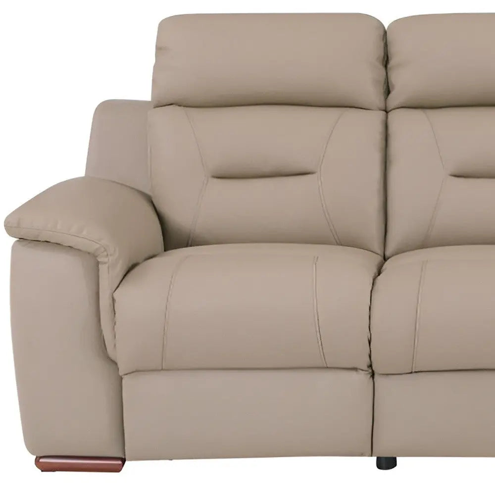 90" Beige Faux Leather Sofa With Brown Legs Homeroots Living Room
