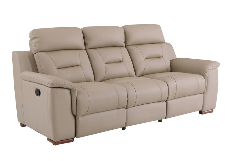 90" Beige Faux Leather Sofa With Brown Legs Homeroots Living Room