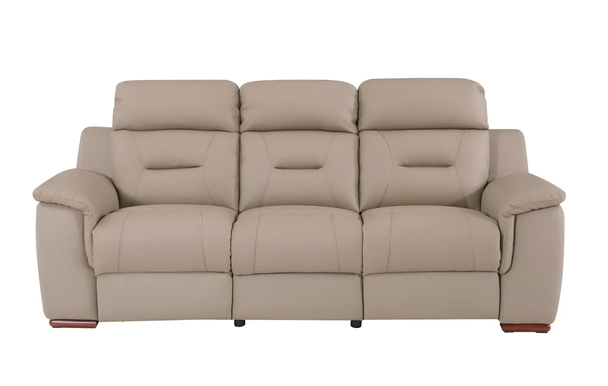 90" Beige Faux Leather Sofa With Brown Legs Homeroots Living Room