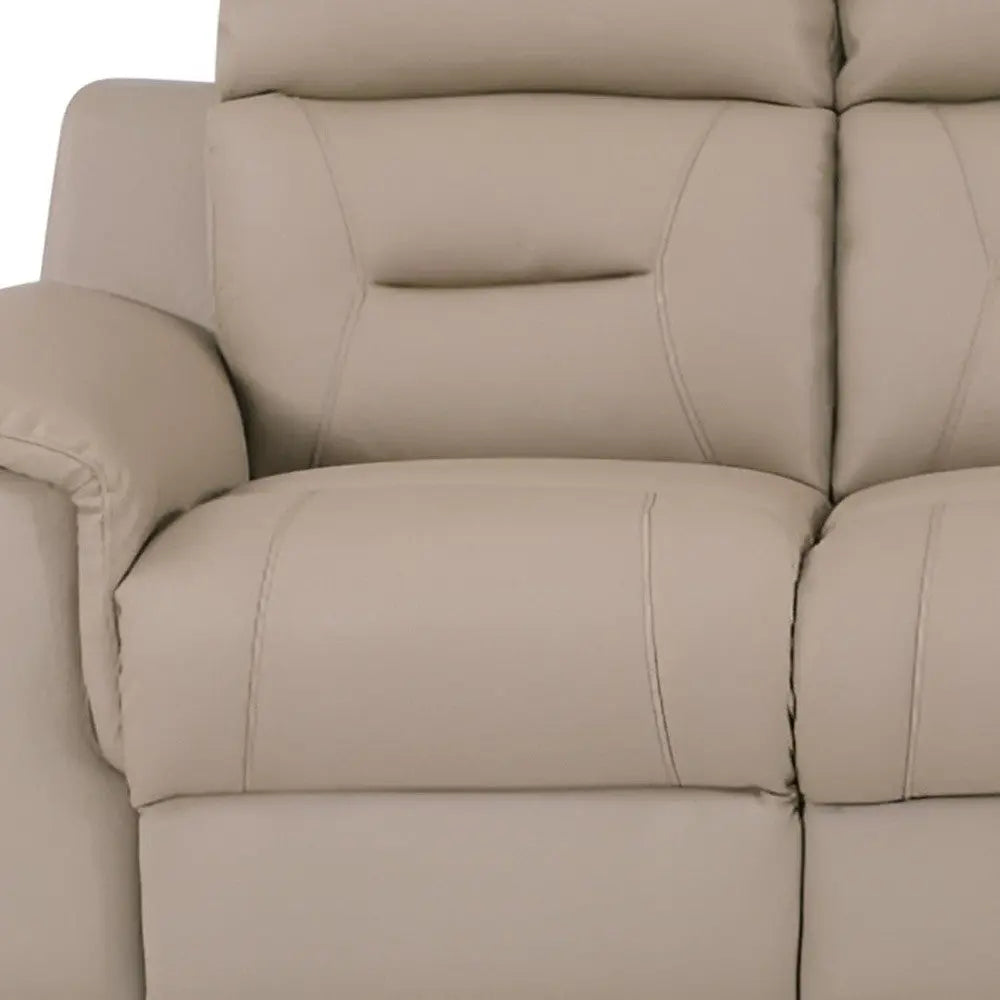 90" Beige Faux Leather Sofa With Brown Legs Homeroots Living Room