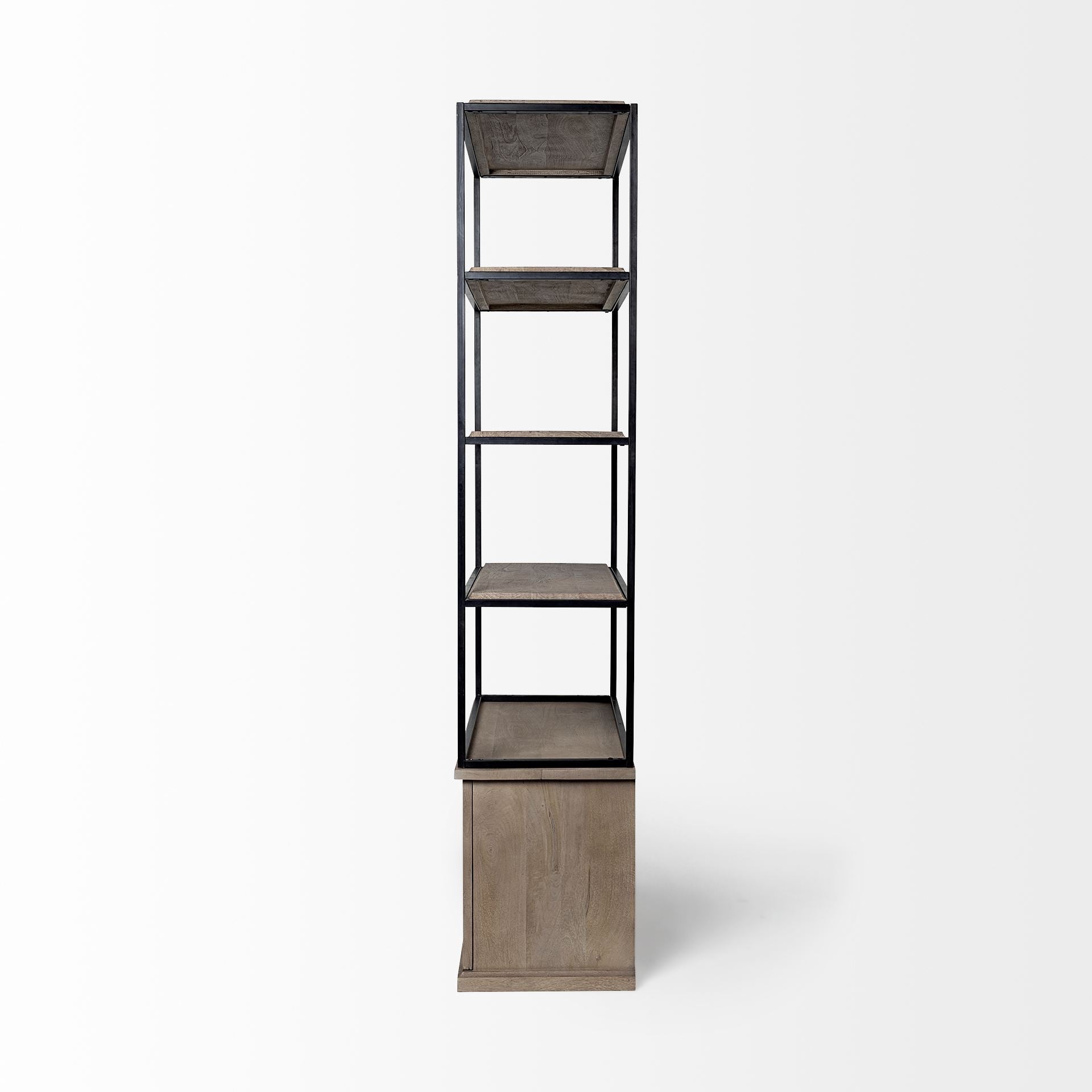 90" Brown Iron and Wood Three Tier Bookcase - GreatEagleInc
