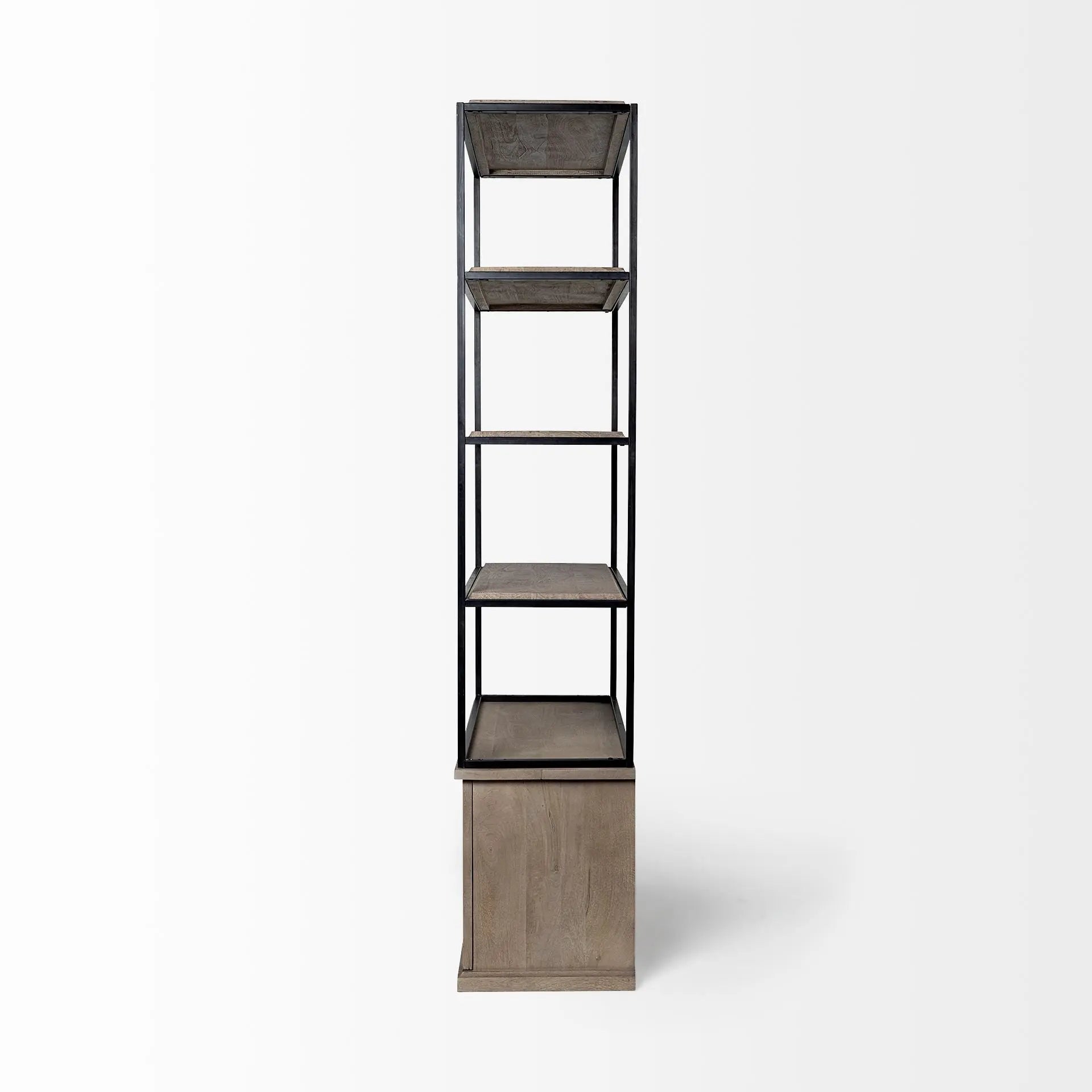 90" Brown Iron and Wood Three Tier Bookcase - GreatEagleInc