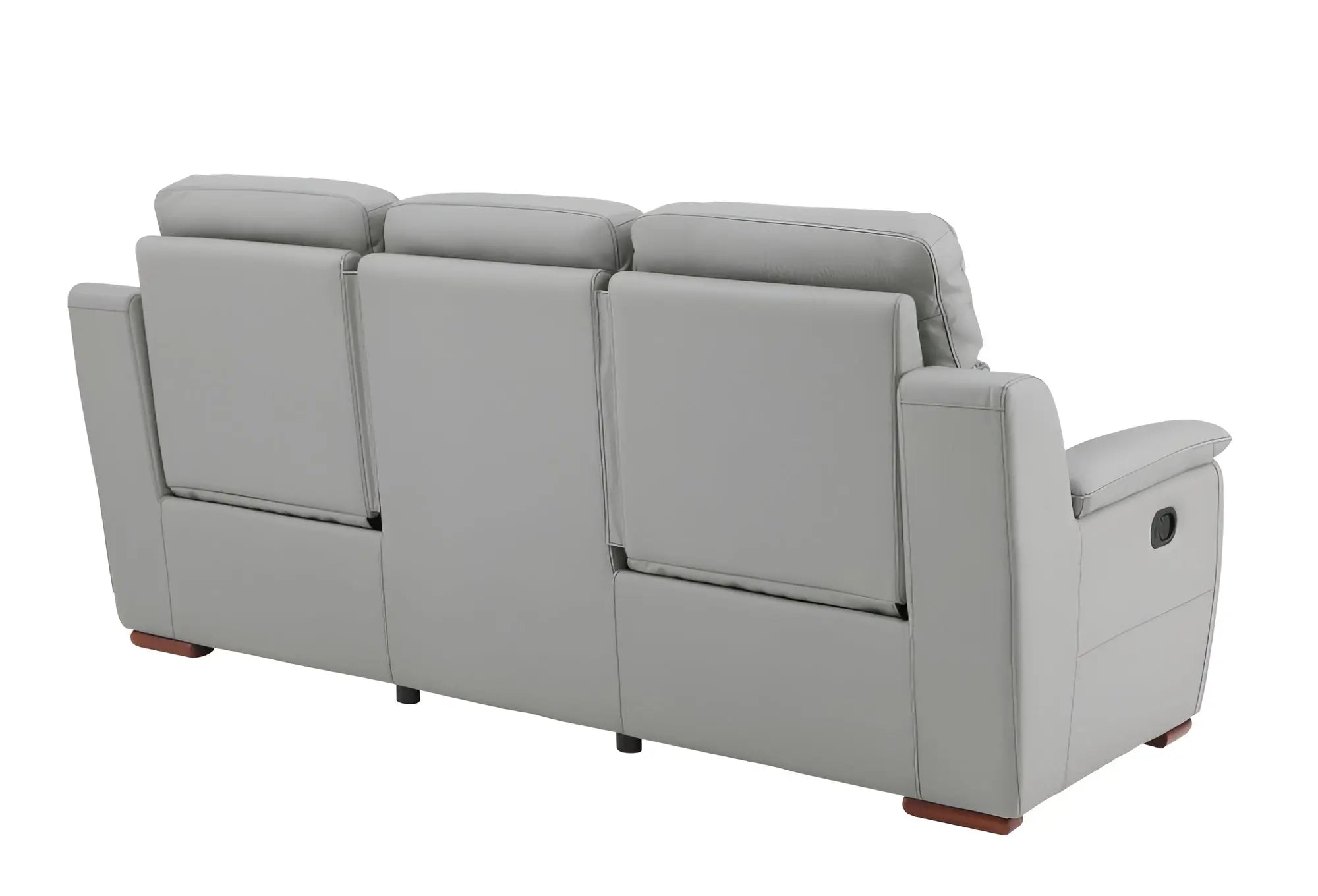 90" Gray Faux Leather Reclining Sofa With Brown Legs Homeroots Living Room