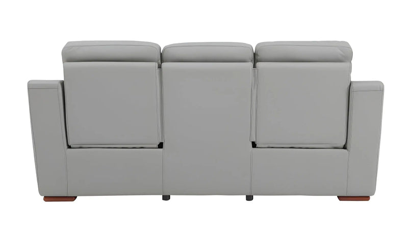 90" Gray Faux Leather Reclining Sofa With Brown Legs Homeroots Living Room