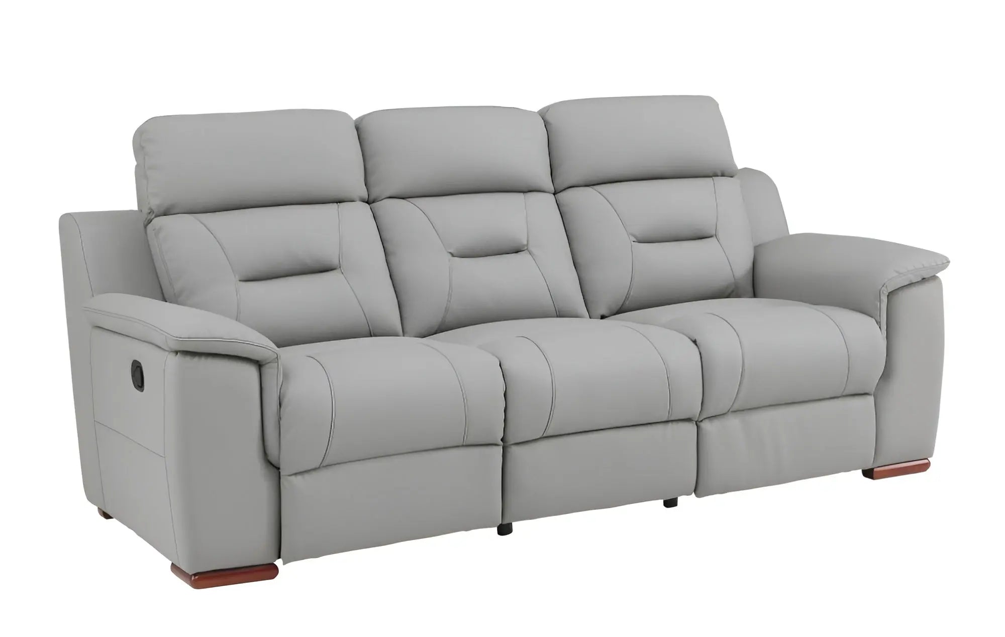 90" Gray Faux Leather Reclining Sofa With Brown Legs Homeroots Living Room