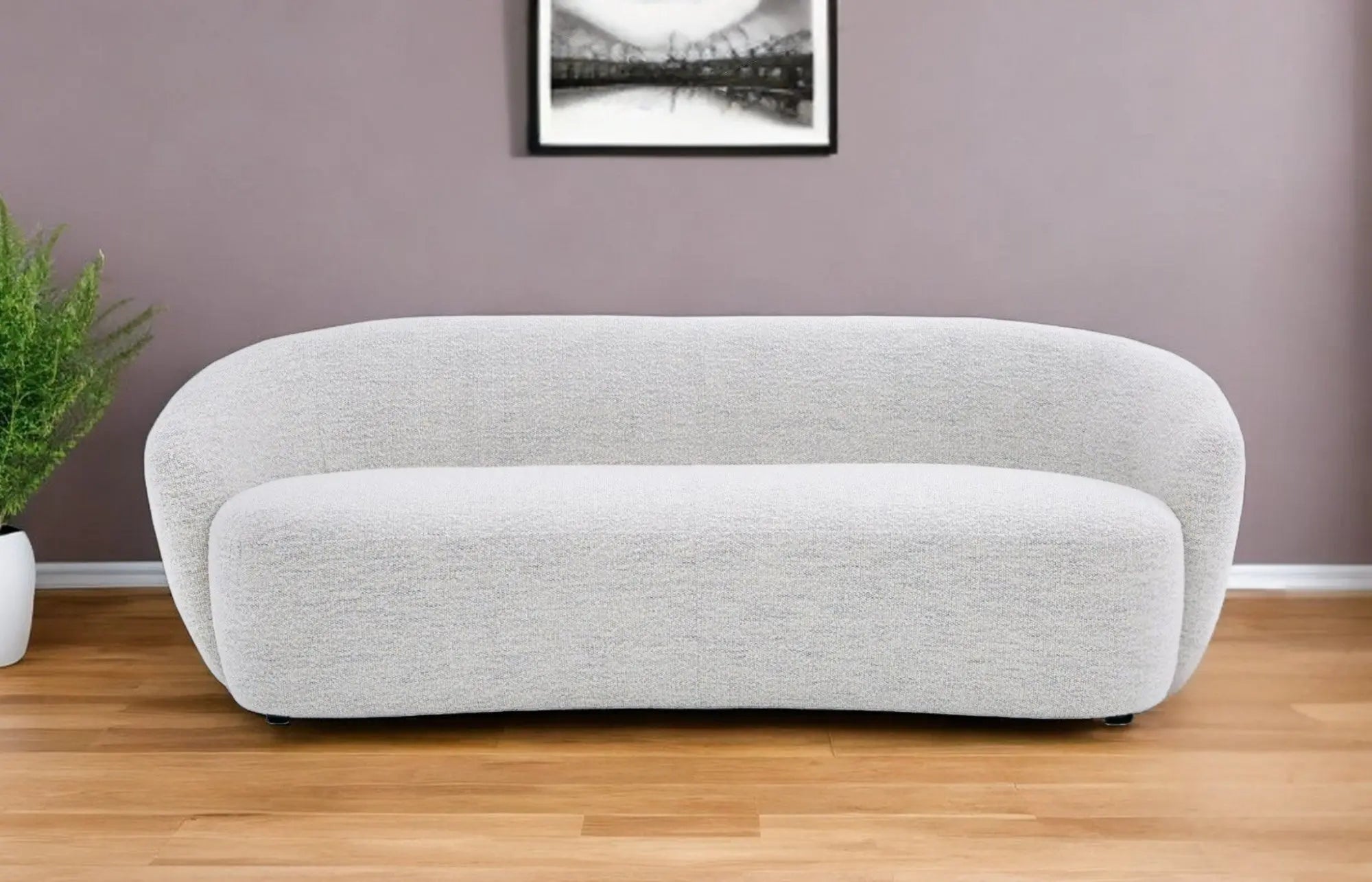 90" Off White Fabric Sofa With Black Legs Homeroots Living Room