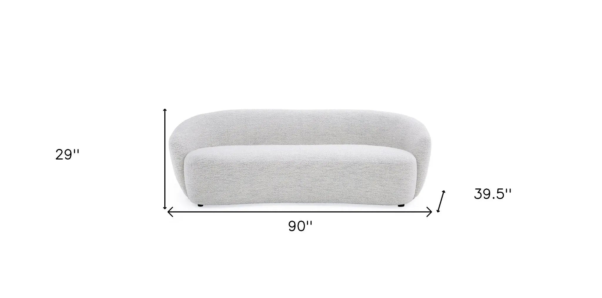 90" Off White Fabric Sofa With Black Legs Homeroots Living Room