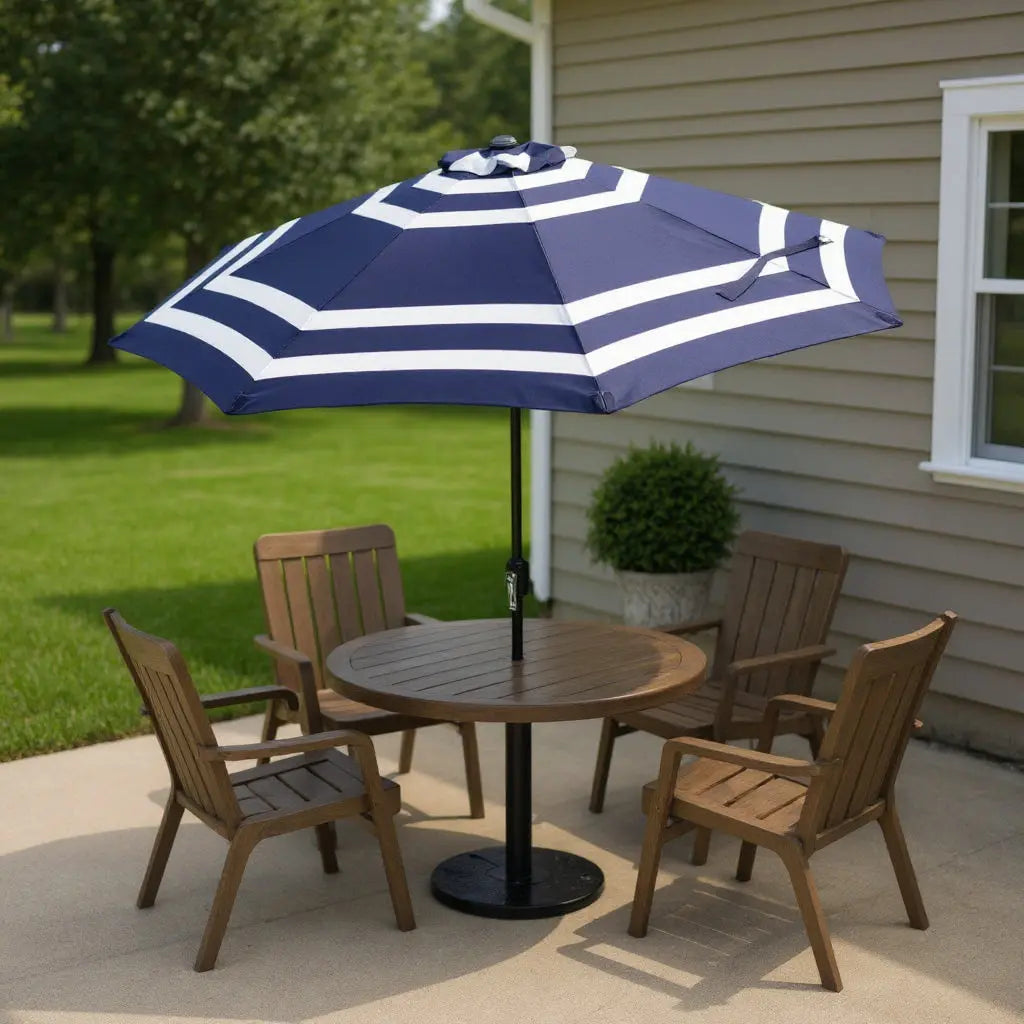 91" Dark Blue Polyester Octagonal Tilt Market Patio Umbrella Homeroots Outdoor