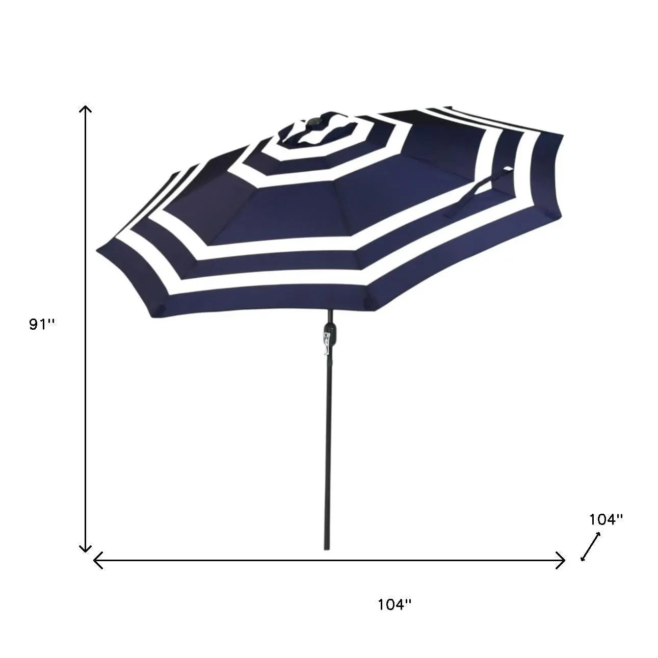 91" Dark Blue Polyester Octagonal Tilt Market Patio Umbrella Homeroots Outdoor