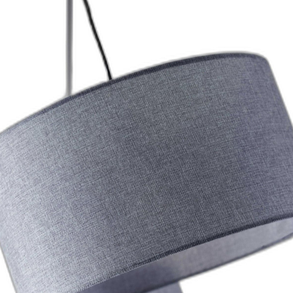 91" Silver Three Light Tree Floor Lamp With Gray Linen Drum Shade - GreatEagleInc