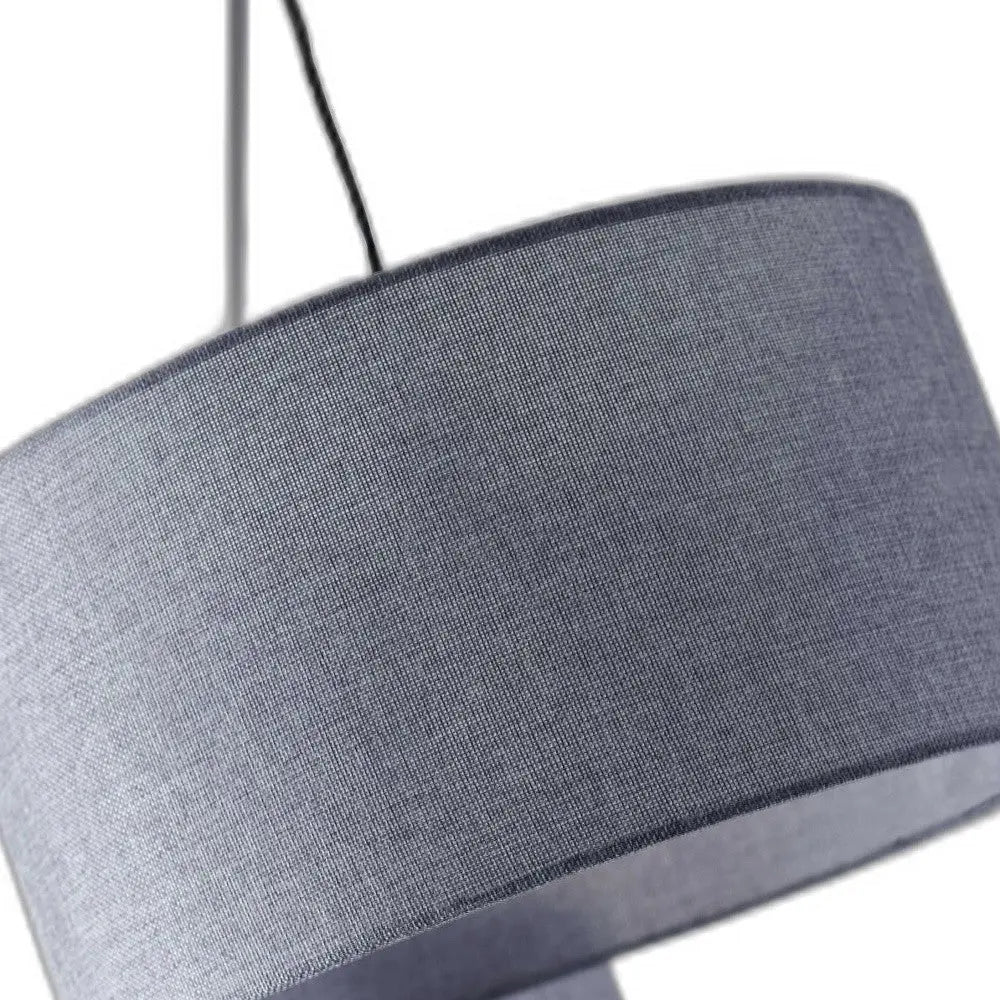 91" Silver Three Light Tree Floor Lamp With Gray Linen Drum Shade - GreatEagleInc
