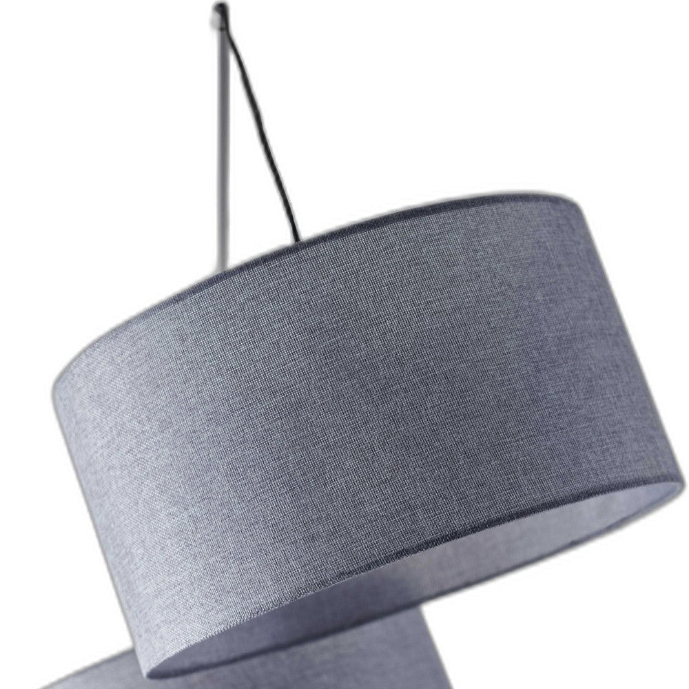 91" Silver Three Light Tree Floor Lamp With Gray Linen Drum Shade - GreatEagleInc