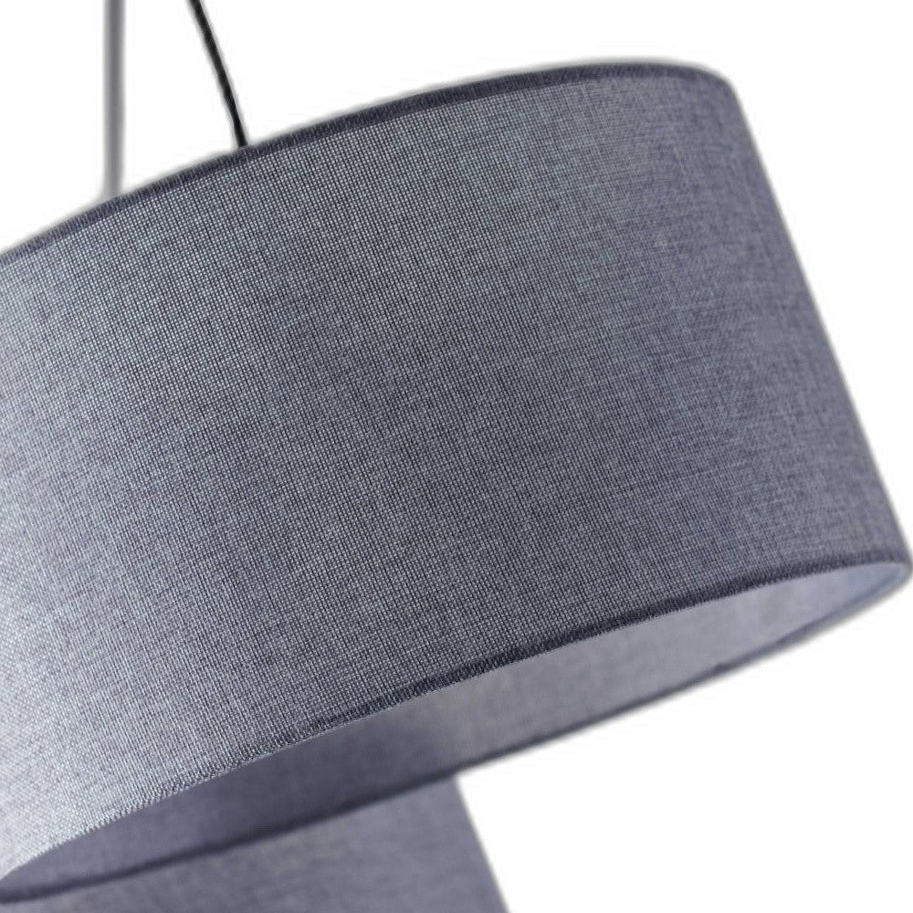91" Silver Three Light Tree Floor Lamp With Gray Linen Drum Shade - GreatEagleInc
