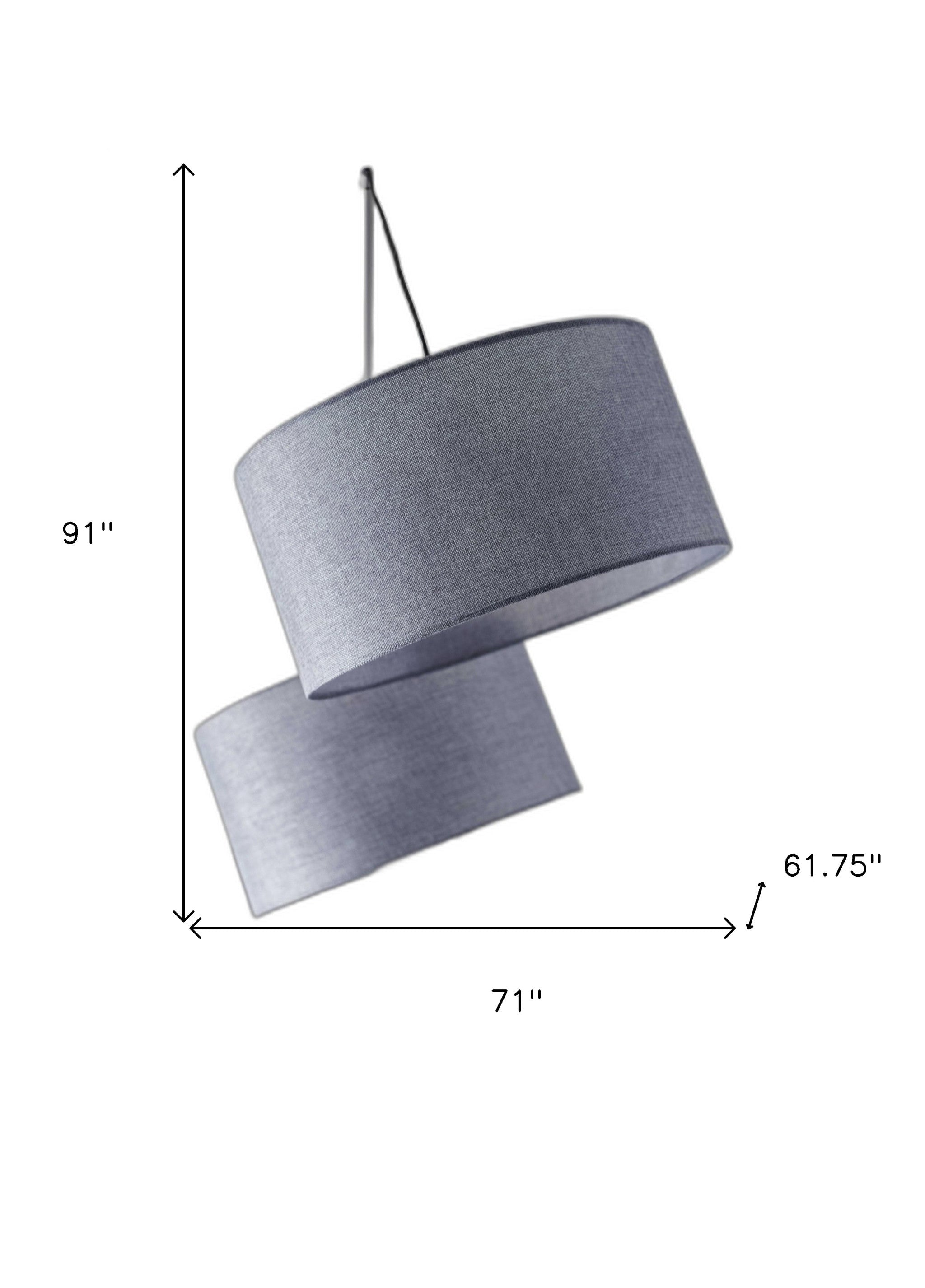 91" Silver Three Light Tree Floor Lamp With Gray Linen Drum Shade - GreatEagleInc