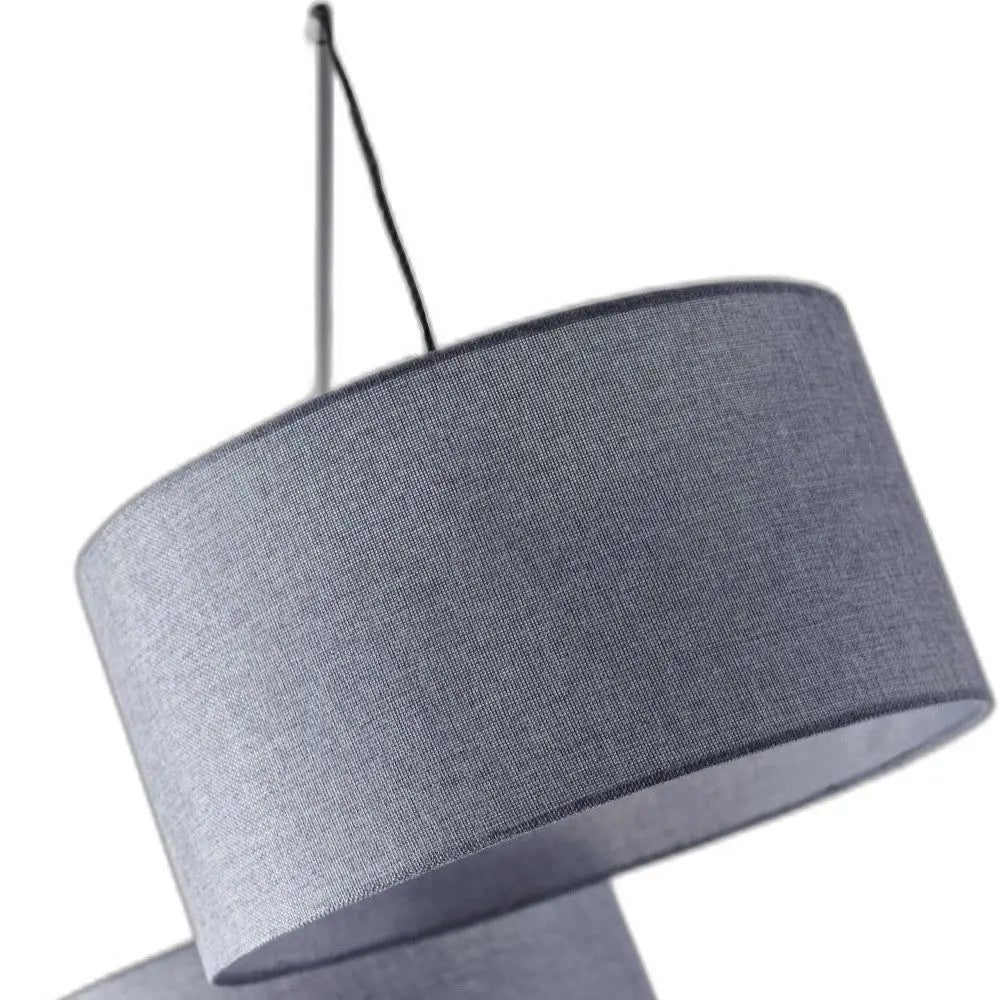 91" Silver Three Light Tree Floor Lamp With Gray Linen Drum Shade - GreatEagleInc