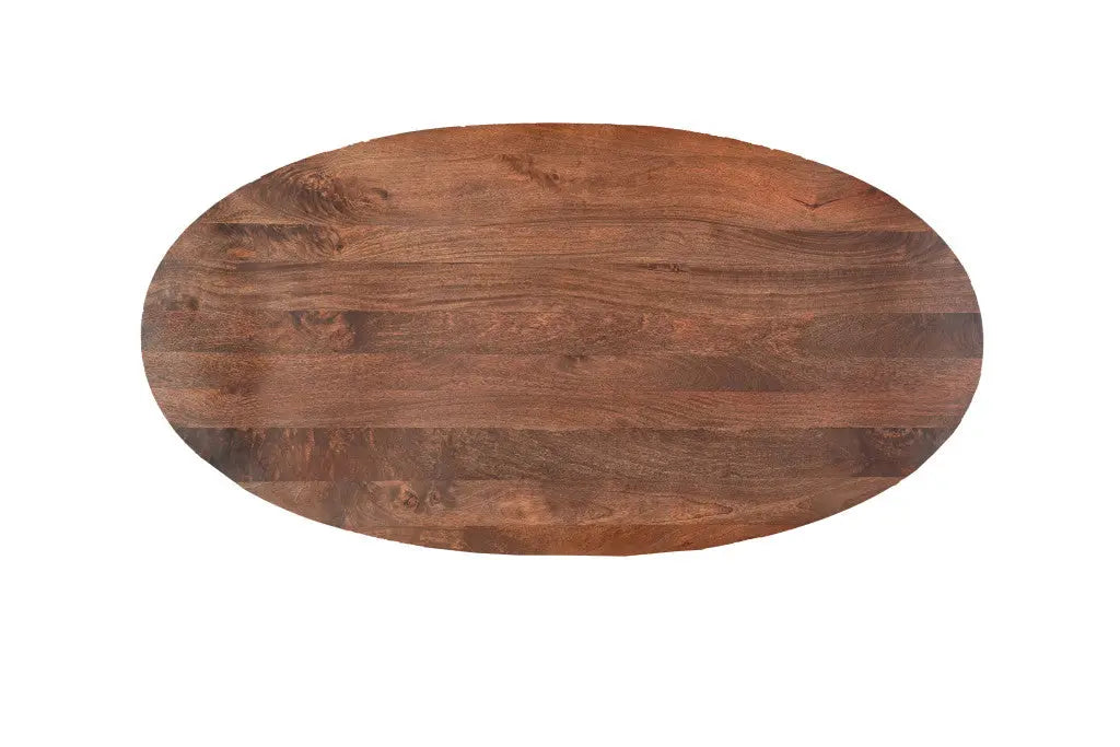 92" Brown Solid Wood Cross Leg Base Oval Dining Table Homeroots Kitchen & Dining