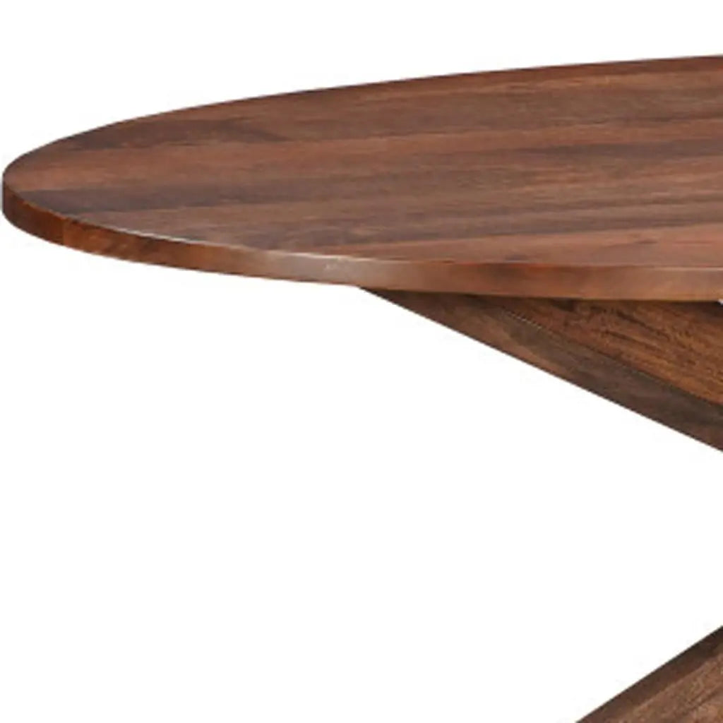 92" Brown Solid Wood Cross Leg Base Oval Dining Table Homeroots Kitchen & Dining
