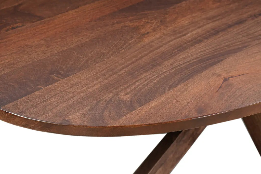 92" Brown Solid Wood Cross Leg Base Oval Dining Table Homeroots Kitchen & Dining