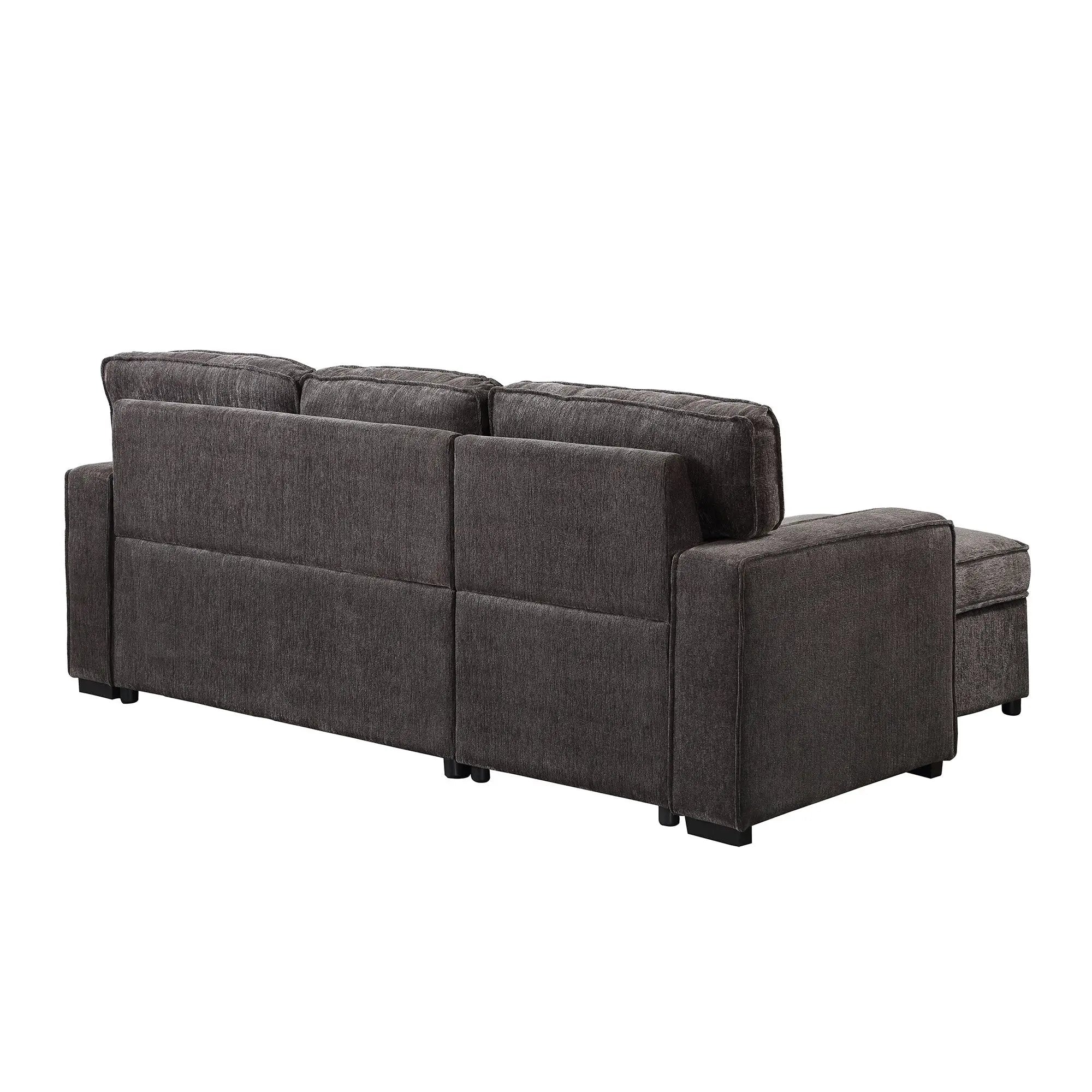 92" Dark Gray Upholstered Sleeper USB Sleeper Sofa With Toss Pillow Homeroots Living Room