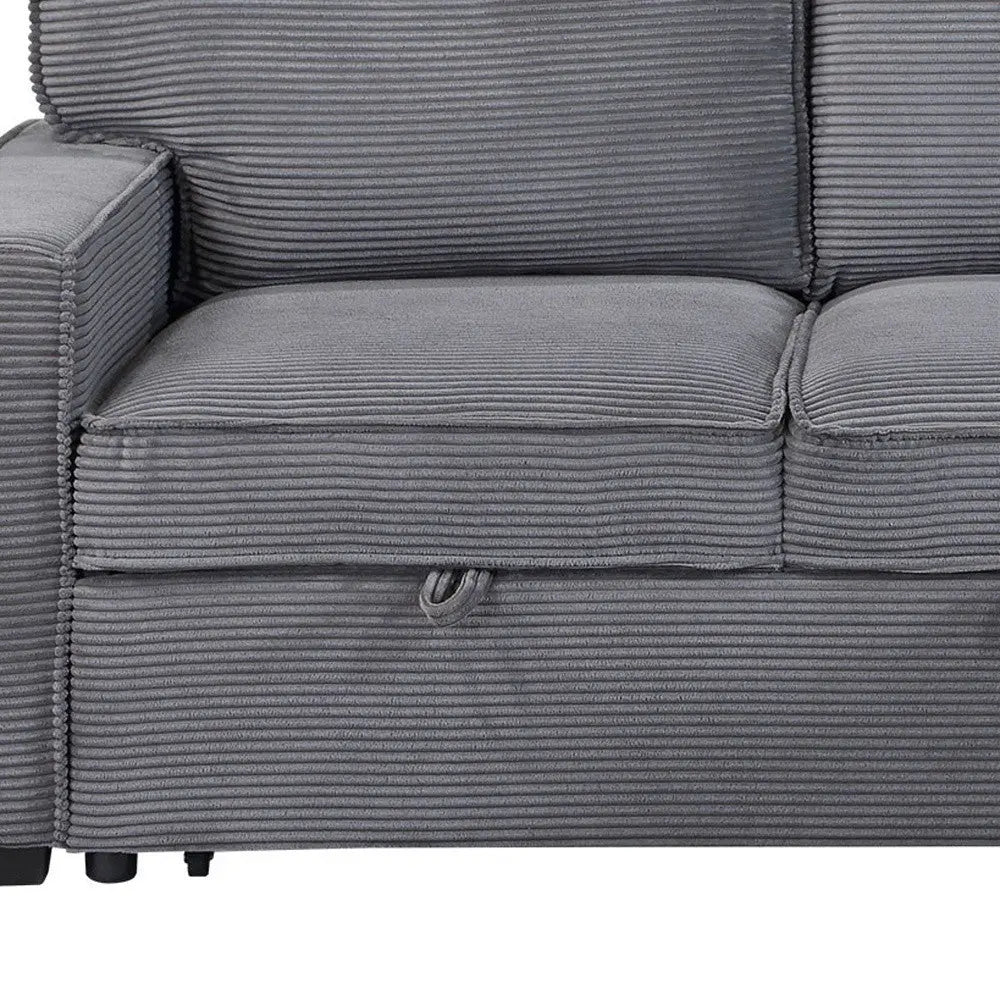 92" Light Gray Sleeper USB Sleeper Sofa And Toss Pillow With Black Legs Homeroots Living Room
