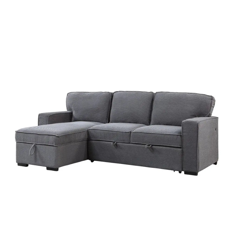 92" Light Gray Sleeper USB Sleeper Sofa And Toss Pillow With Black Legs Homeroots Living Room