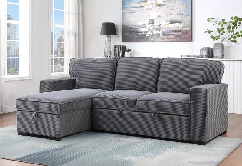92" Light Gray Sleeper USB Sleeper Sofa And Toss Pillow With Black Legs Homeroots Living Room