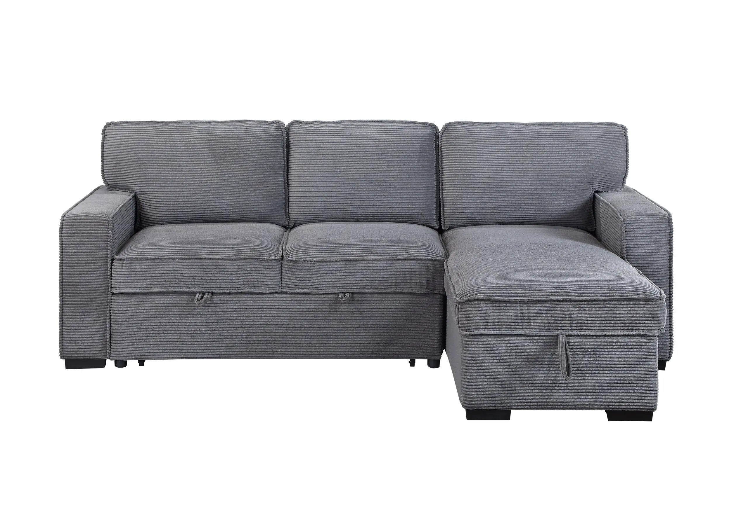 92" Light Gray Sleeper USB Sleeper Sofa And Toss Pillow With Black Legs Homeroots Living Room