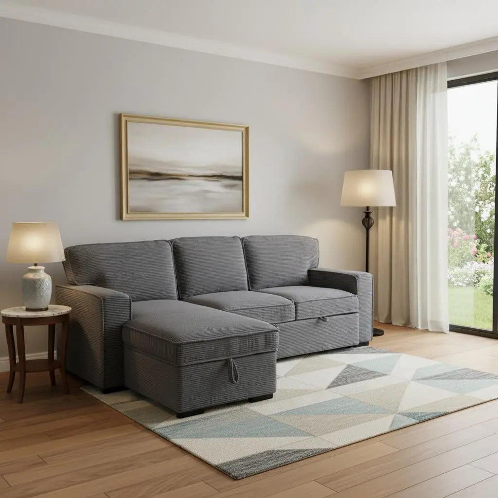 92" Light Gray Sleeper USB Sleeper Sofa And Toss Pillow With Black Legs Homeroots Living Room