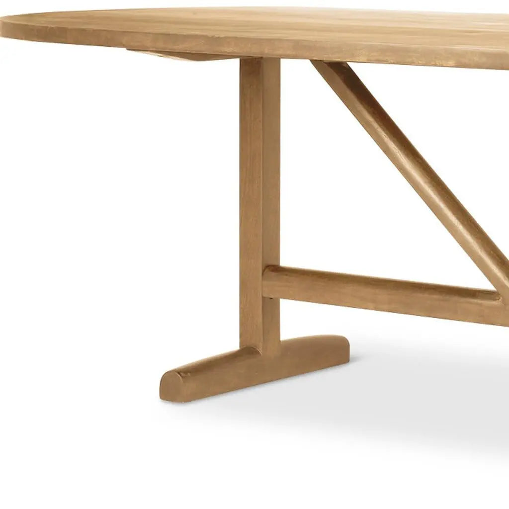 94" Brown Solid Wood Trestle Base Oval Dining Table Homeroots Kitchen & Dining