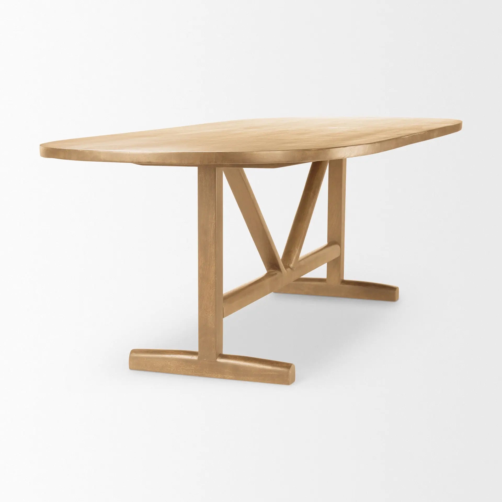 94" Brown Solid Wood Trestle Base Oval Dining Table Homeroots Kitchen & Dining