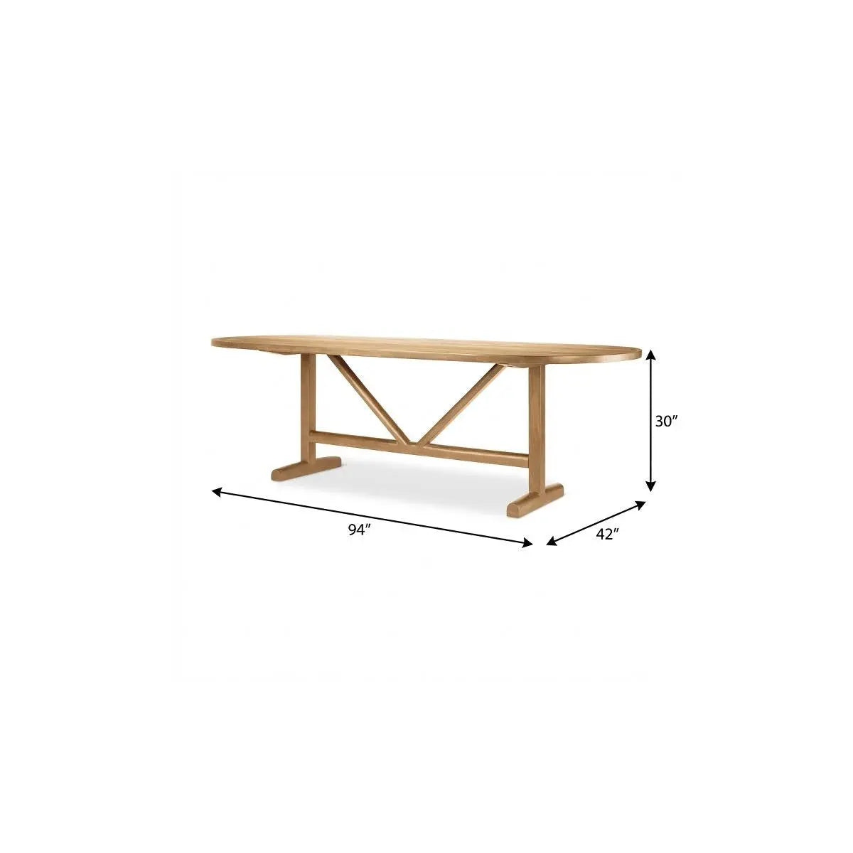 94" Brown Solid Wood Trestle Base Oval Dining Table Homeroots Kitchen & Dining