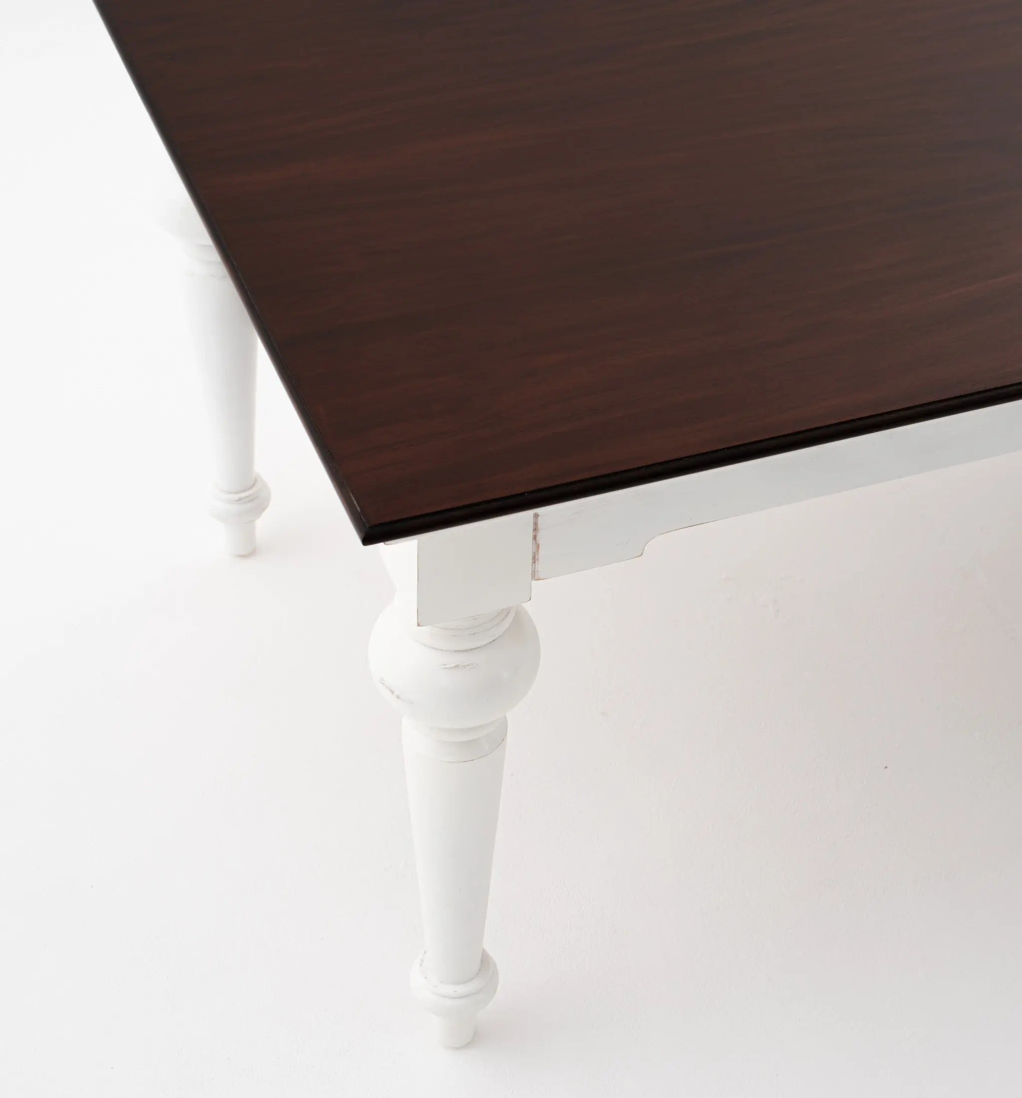 94" Dark Brown And White Solid Wood Dining Table Homeroots Kitchen & Dining