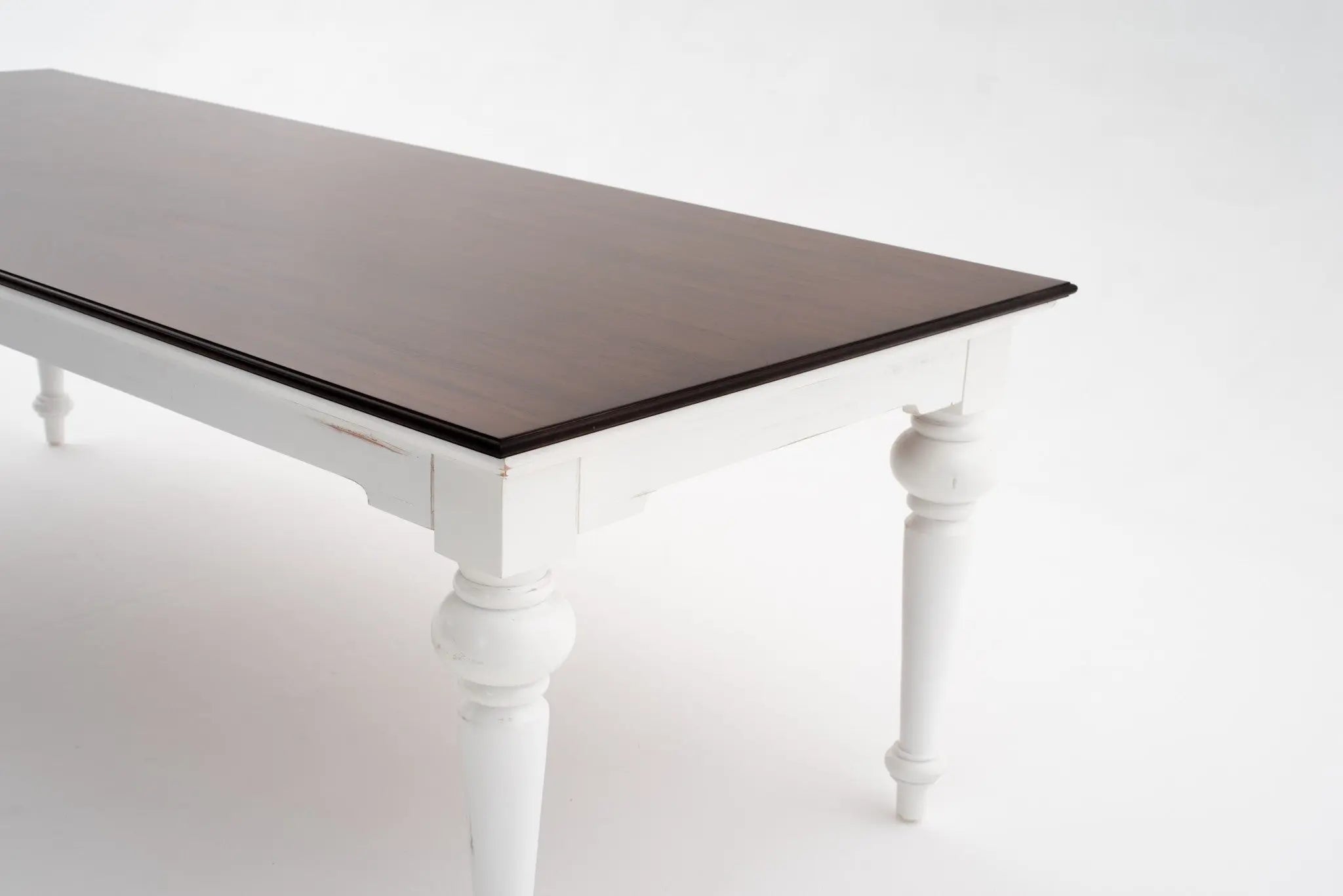 94" Dark Brown And White Solid Wood Dining Table Homeroots Kitchen & Dining