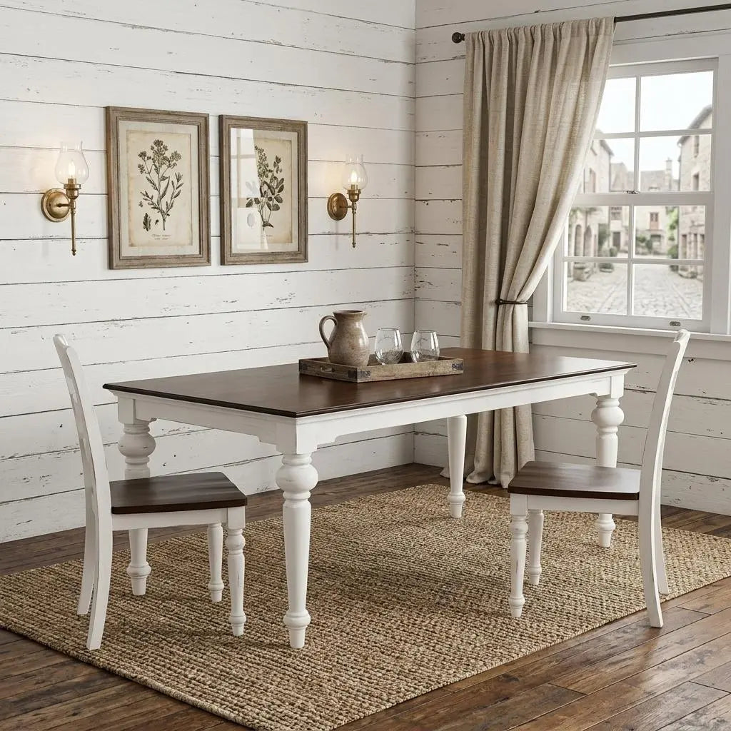 94" Dark Brown And White Solid Wood Dining Table Homeroots Kitchen & Dining