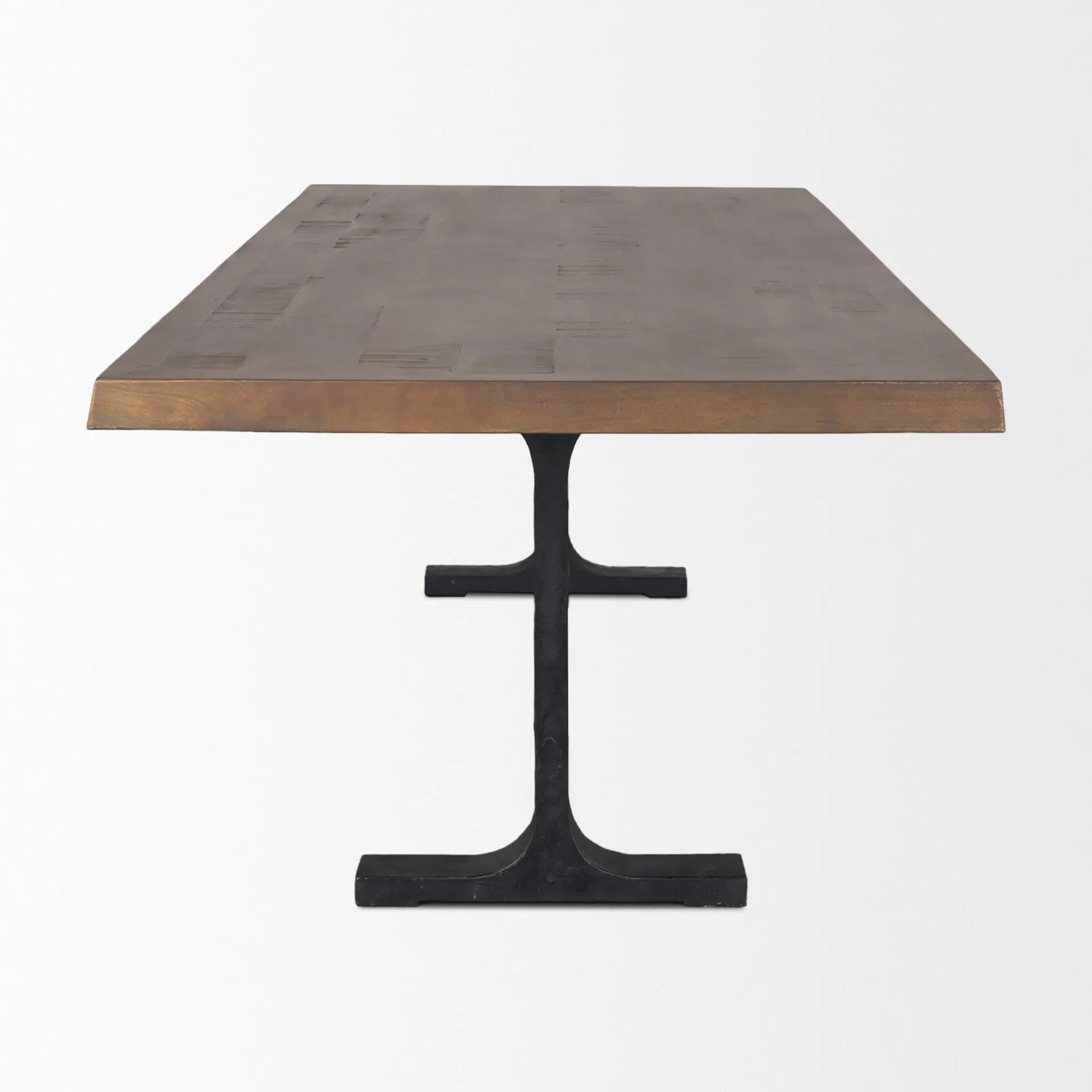 95" Brown and Black Solid Wood and Iron Trestle Base Dining Table Homeroots Kitchen & Dining