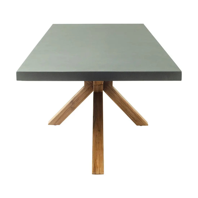 95" Gray and Natural Faux Concrete and Solid Wood Cross Leg Base Dining Table Homeroots Kitchen & Dining