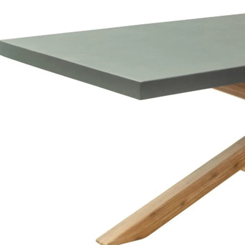95" Gray and Natural Faux Concrete and Solid Wood Cross Leg Base Dining Table Homeroots Kitchen & Dining