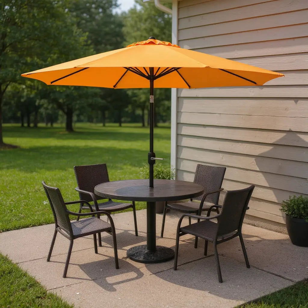 96" Gold Polyester Octagonal Tilt Market Patio Umbrella Homeroots Outdoor