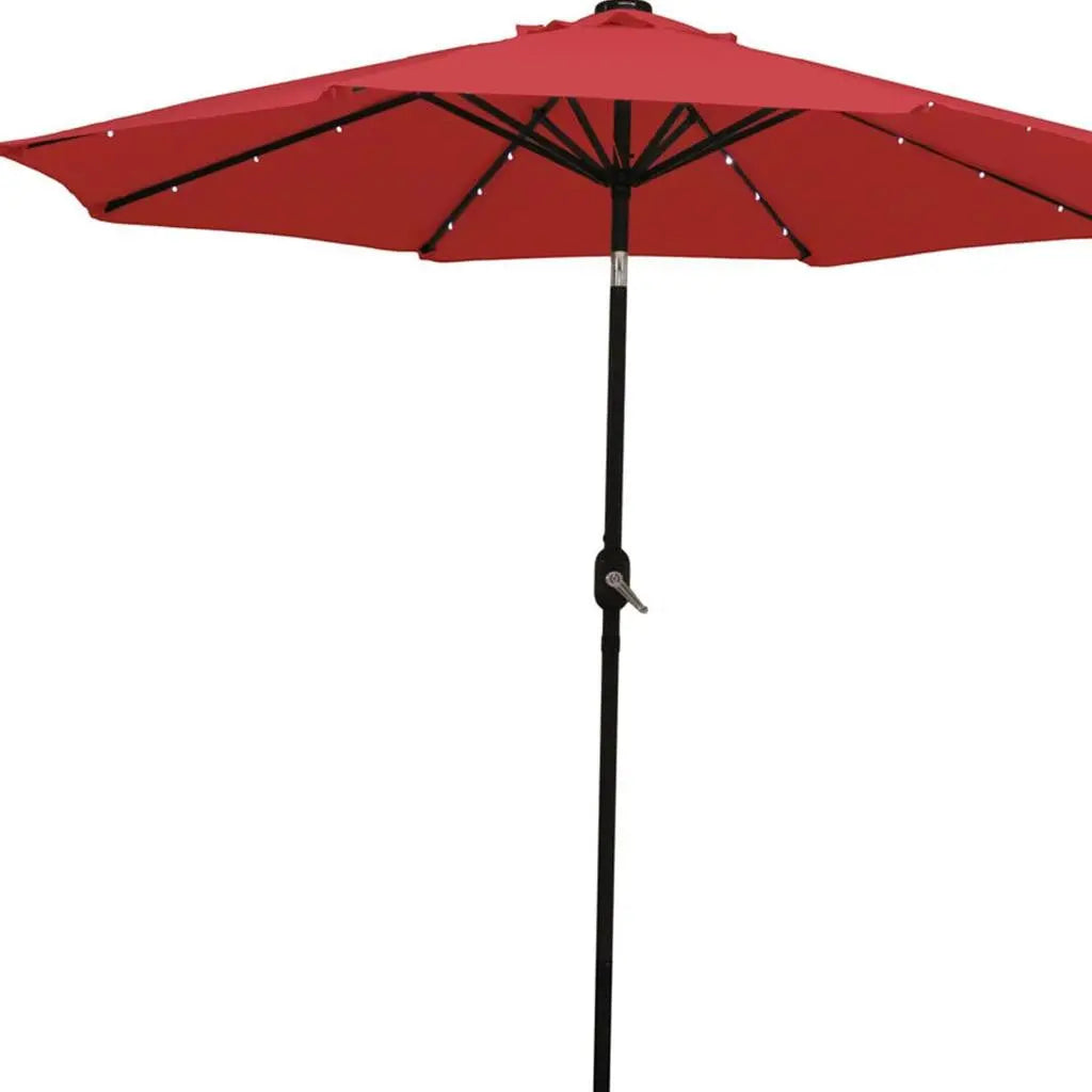 96" Red Polyester Octagonal Tilt Lighted Market Patio Umbrella Homeroots Outdoor