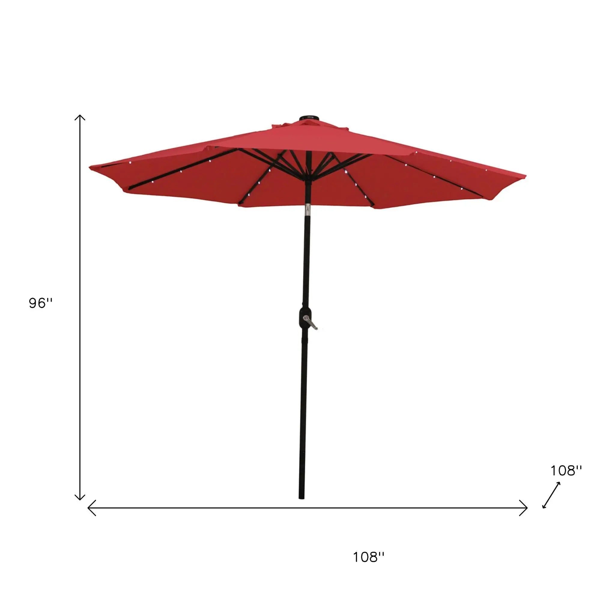 96" Red Polyester Octagonal Tilt Lighted Market Patio Umbrella Homeroots Outdoor