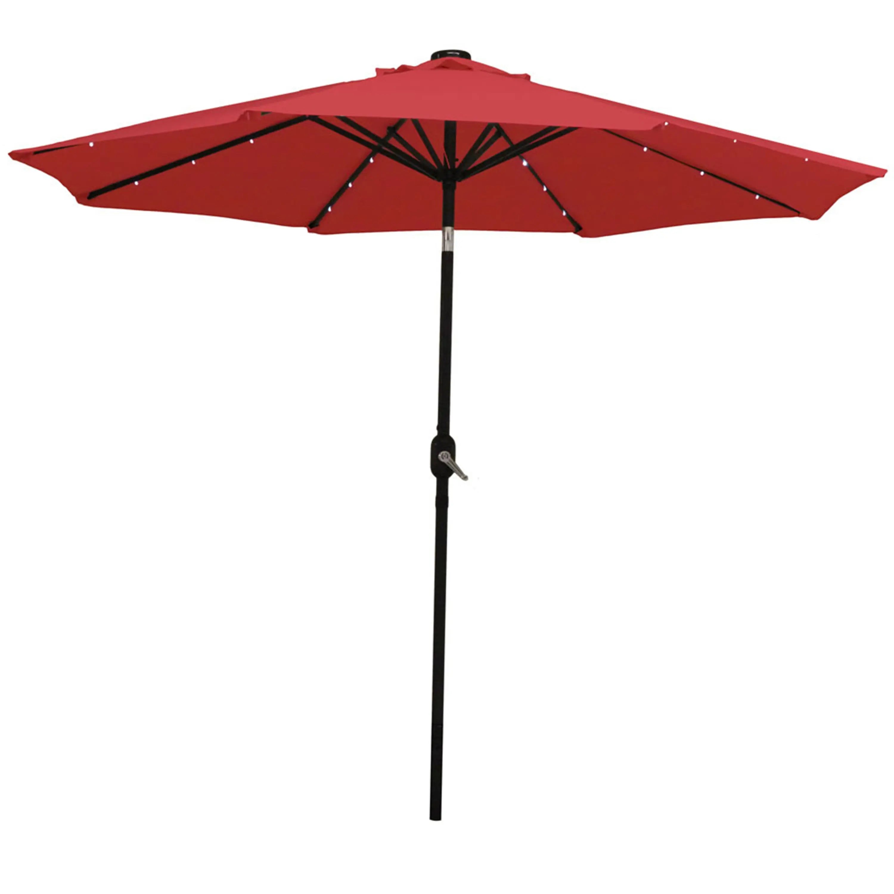 96" Red Polyester Octagonal Tilt Lighted Market Patio Umbrella Homeroots Outdoor