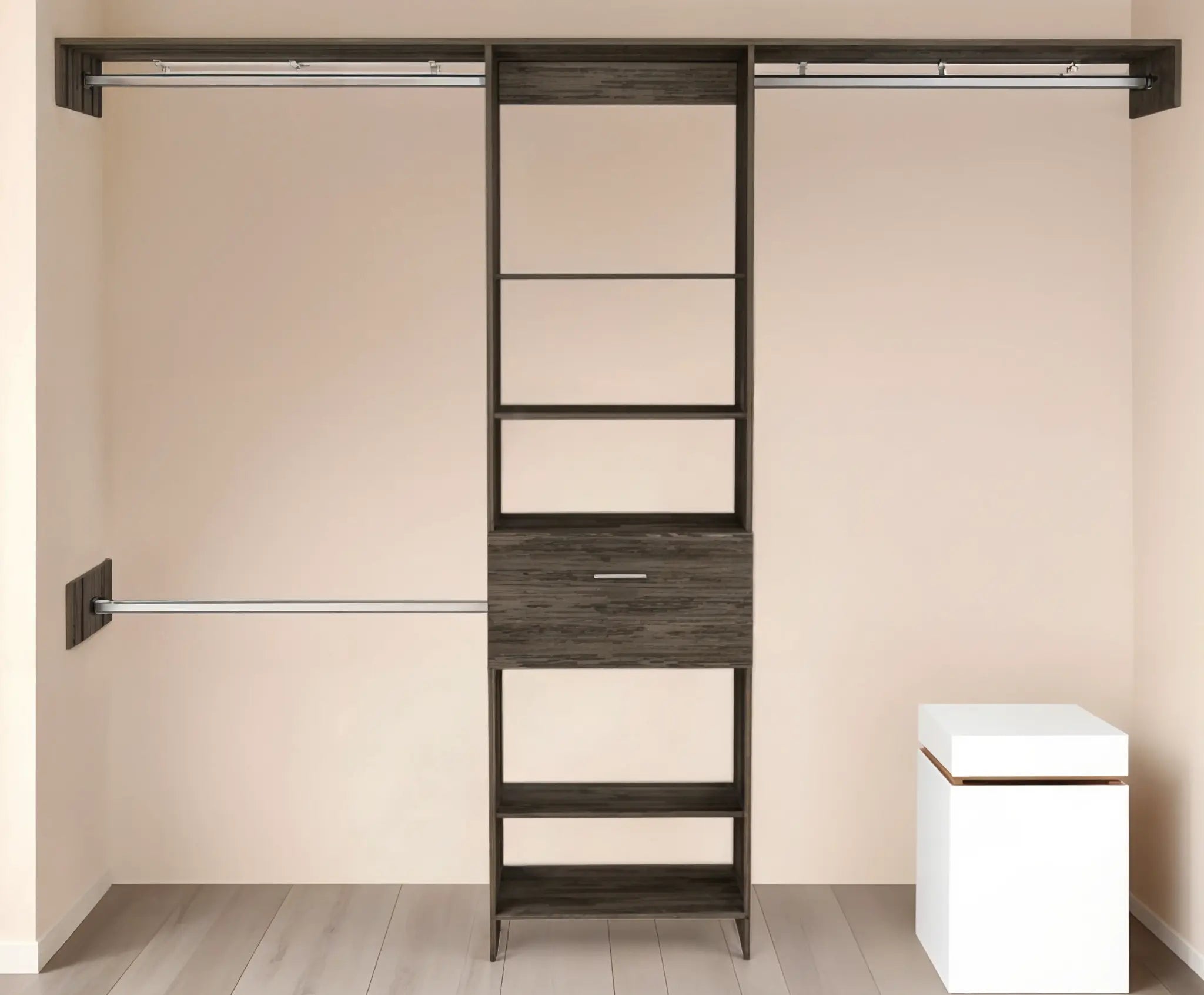 98" Dark Brown Wood And Metal Closet System Homeroots Office